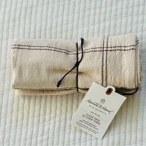 Hearth & Hand with Magnolia Rustic Brown and Red Striped Flour Sack Towel NWT